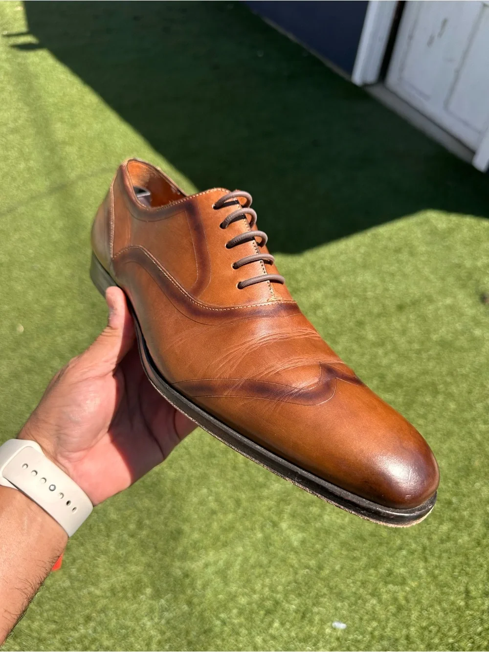 Mezlan Cognac Leather Oxford Dress Shoe